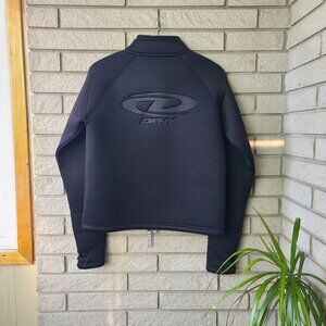 Vintage Y2K 'DKNY ACTIVE' scuba style thermal black zip-up jacket women's XL